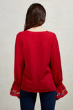 DIANNE PEASANT TUNIC BLOUSE (WINE)-CVT1486