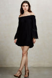 BAMBI OFF THE SHOULDER MINI DRESS (BLACK)-VD1235