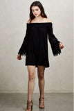 BAMBI OFF THE SHOULDER MINI DRESS (BLACK)-VD1235