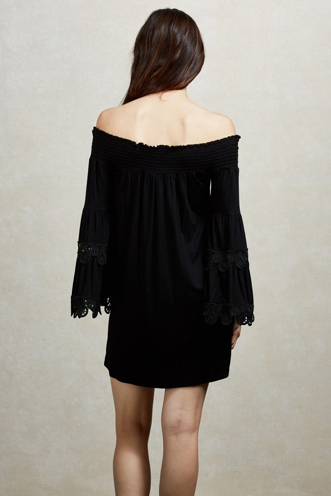 BAMBI OFF THE SHOULDER MINI DRESS (BLACK)-VD1235