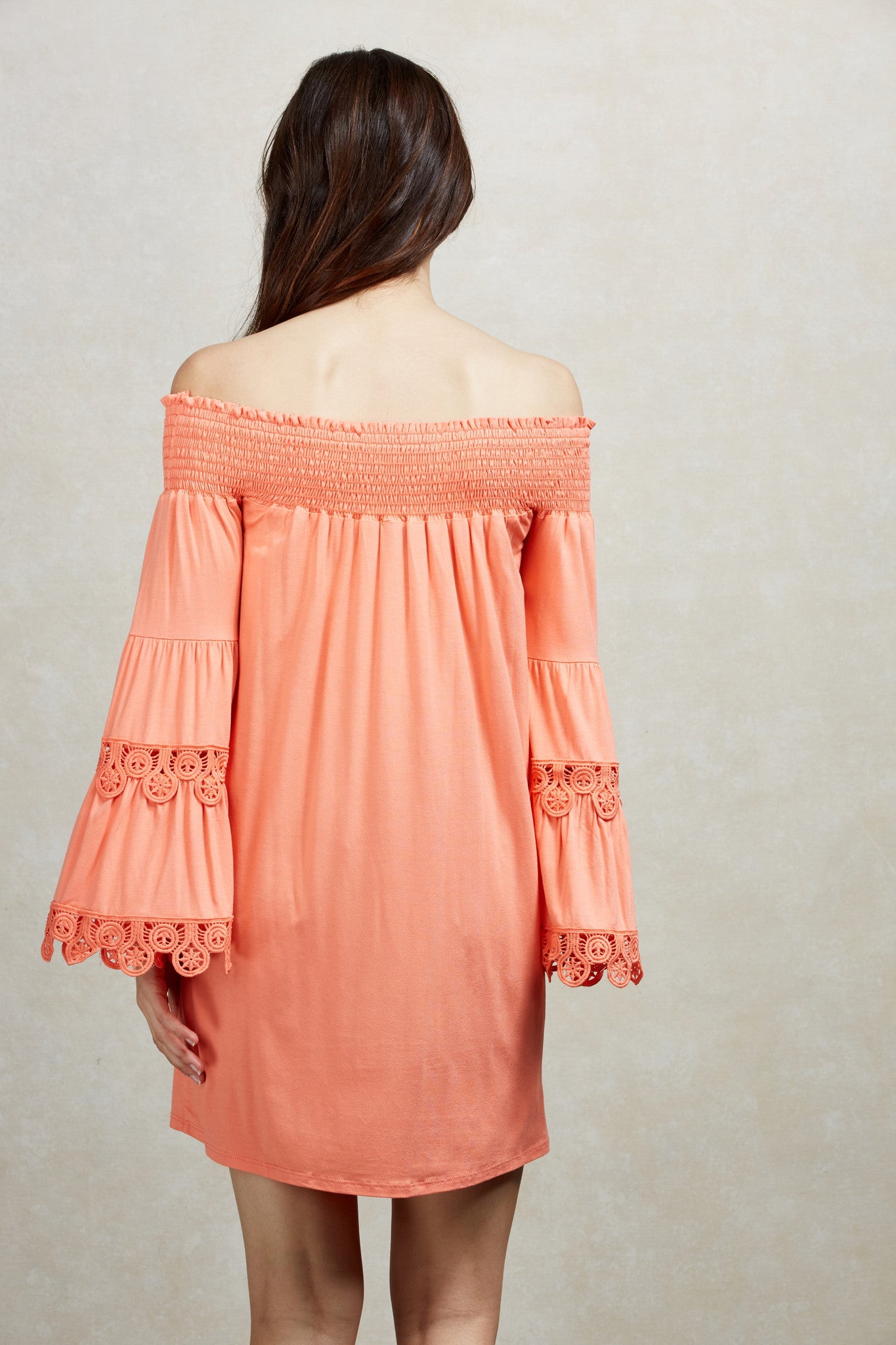 BAMBI OFF THE SHOULDER MINI DRESS (ORANGE)-VD1235