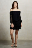 NATHASHA OFF THE SHOULDER  TOP (Black)-VT1821