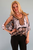 DAHLIA KIMONO SLEEVE TOP (BLACK)- T8490