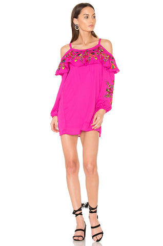 LEELA OPEN SHOULDER DRESS (Magenta)-CVD1504