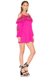 LEELA OPEN SHOULDER DRESS (Magenta)-CVD1504
