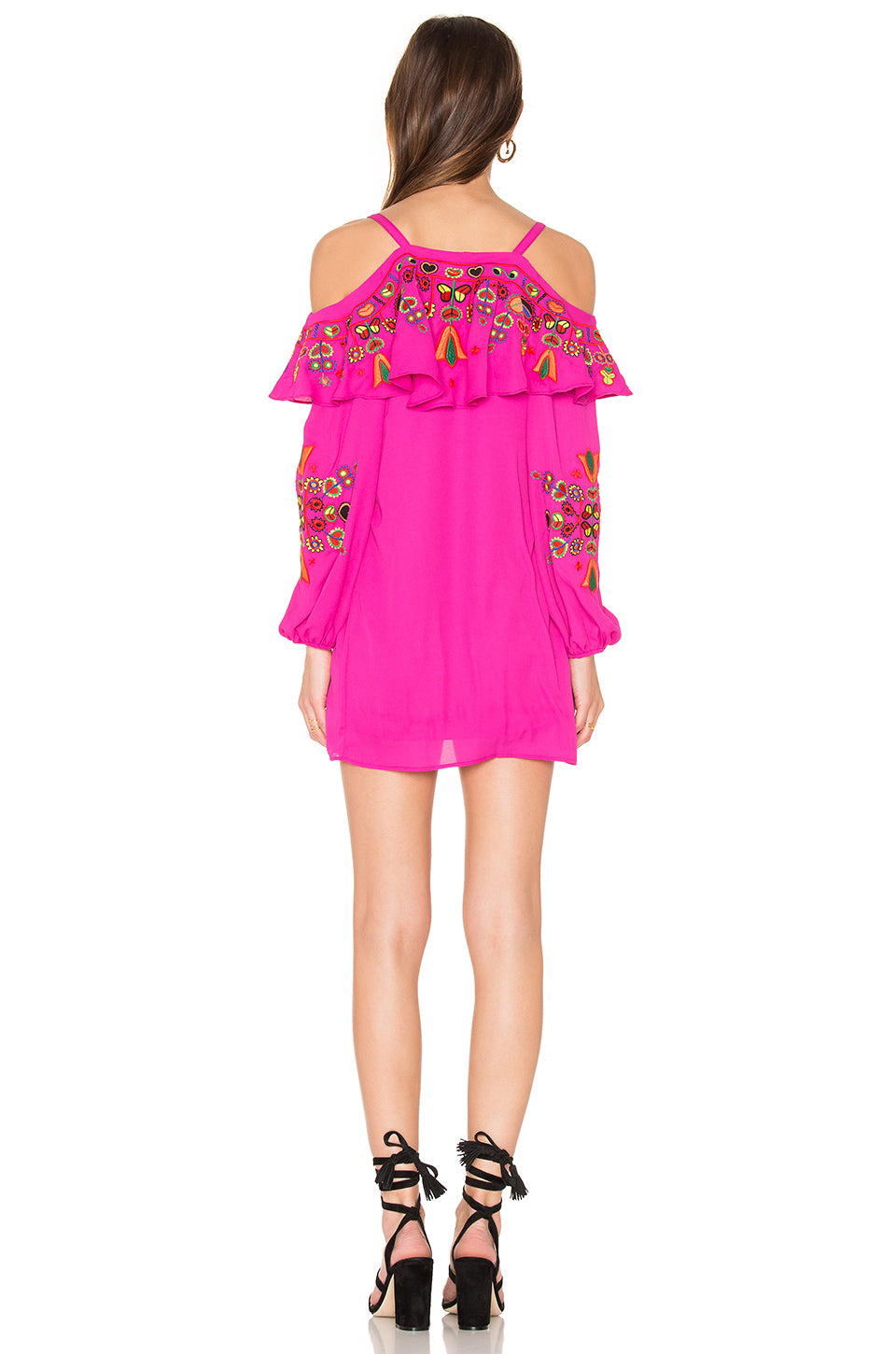 LEELA OPEN SHOULDER DRESS (Magenta)-CVD1504