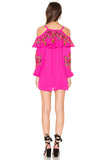 LEELA OPEN SHOULDER DRESS (Magenta)-CVD1504