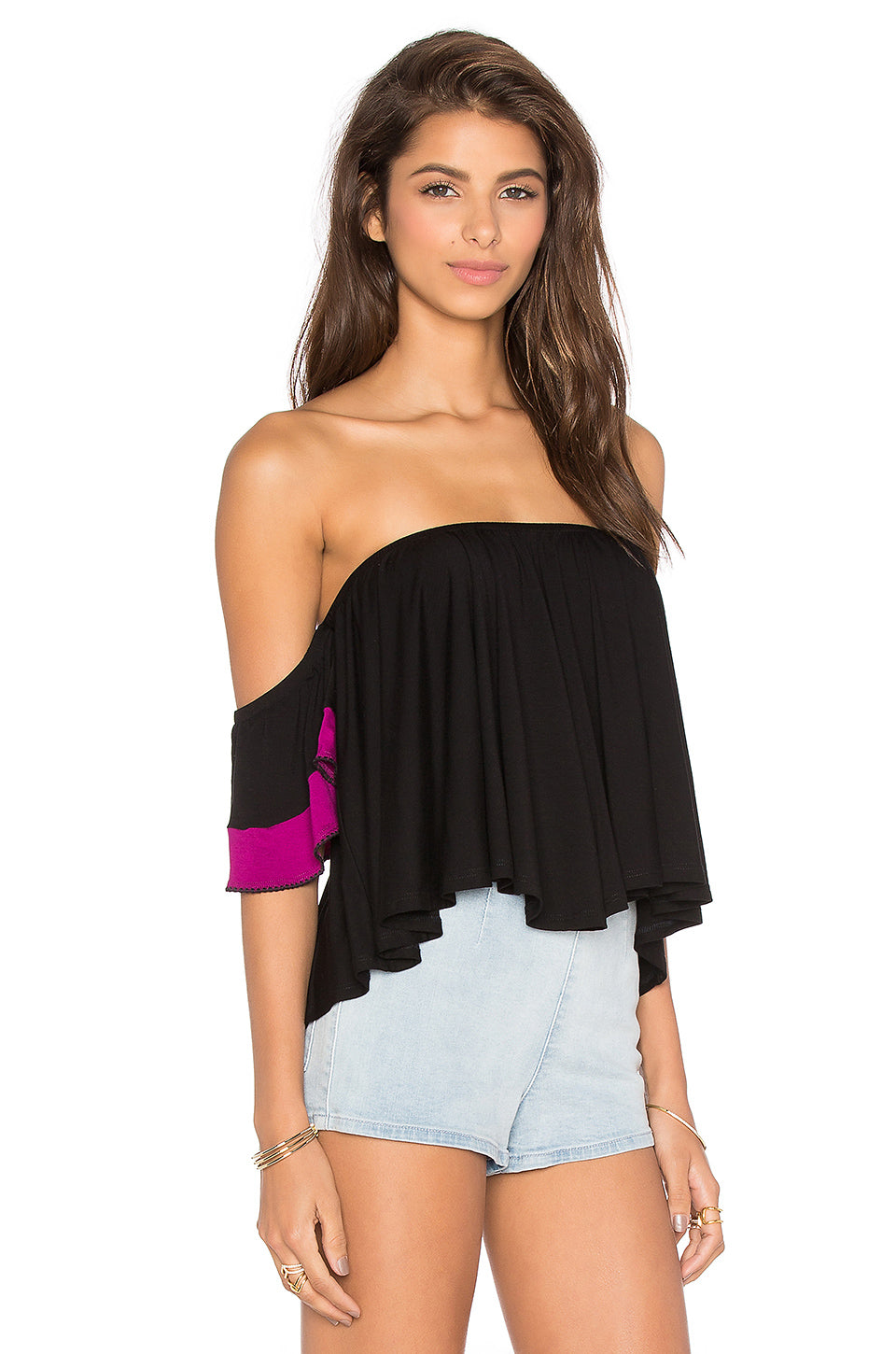 YOORI OFF SHOULDER TOP (Black)-VT1241