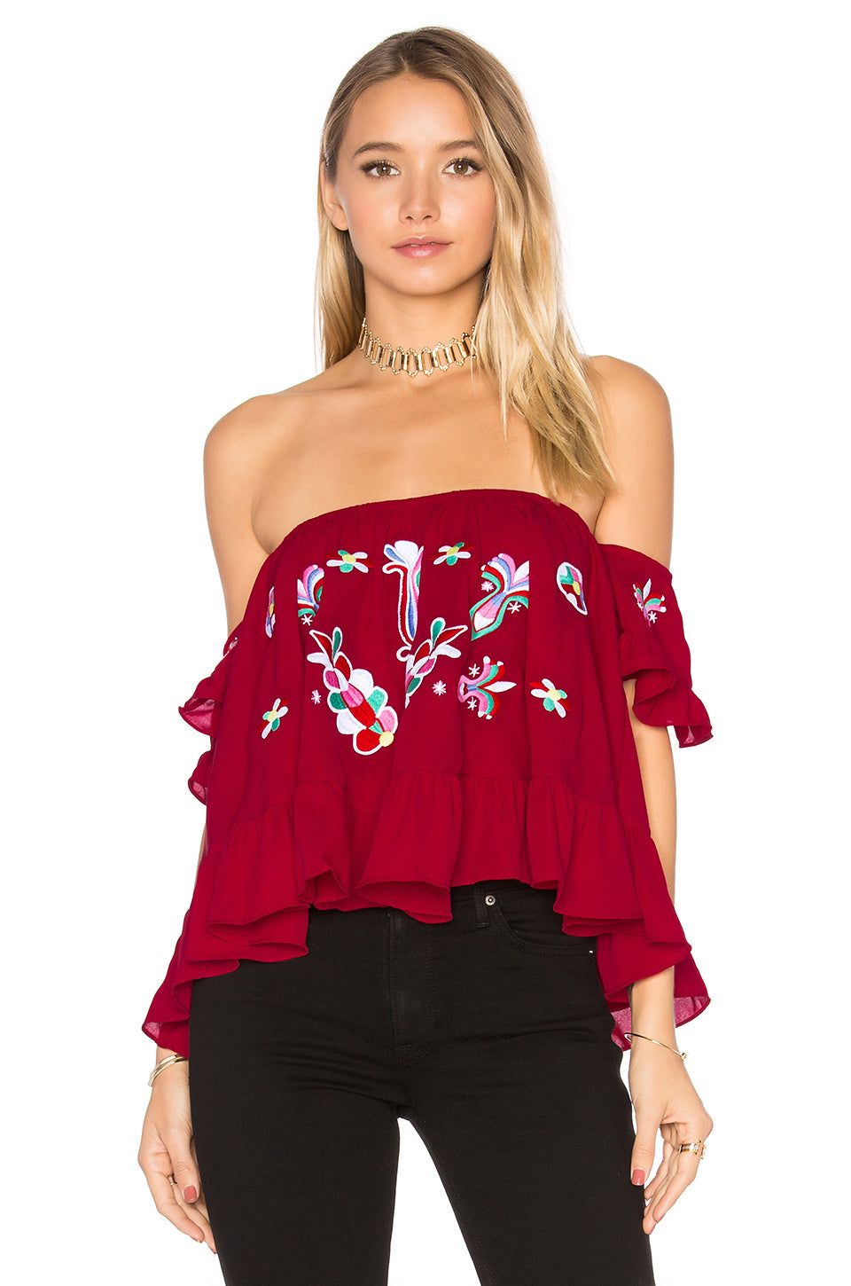 KALONICE RUFFLE TOP (Burgundy)-CVT1511