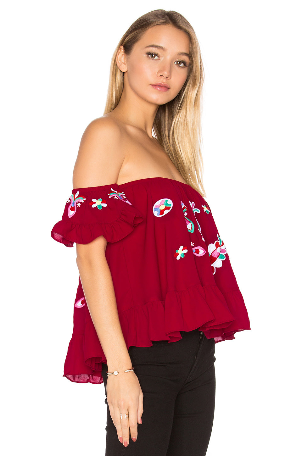 KALONICE RUFFLE TOP (Burgundy)-CVT1511