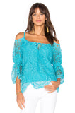 LAIA OPEN SHOULDER TOP (Aqua)-VT1283