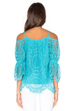 LAIA OPEN SHOULDER TOP (Aqua)-VT1283
