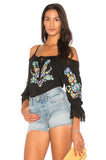 GANET OPEN SHOULDER TOP (Black)-CVT1529