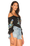 GANET OPEN SHOULDER TOP (Black)-CVT1529