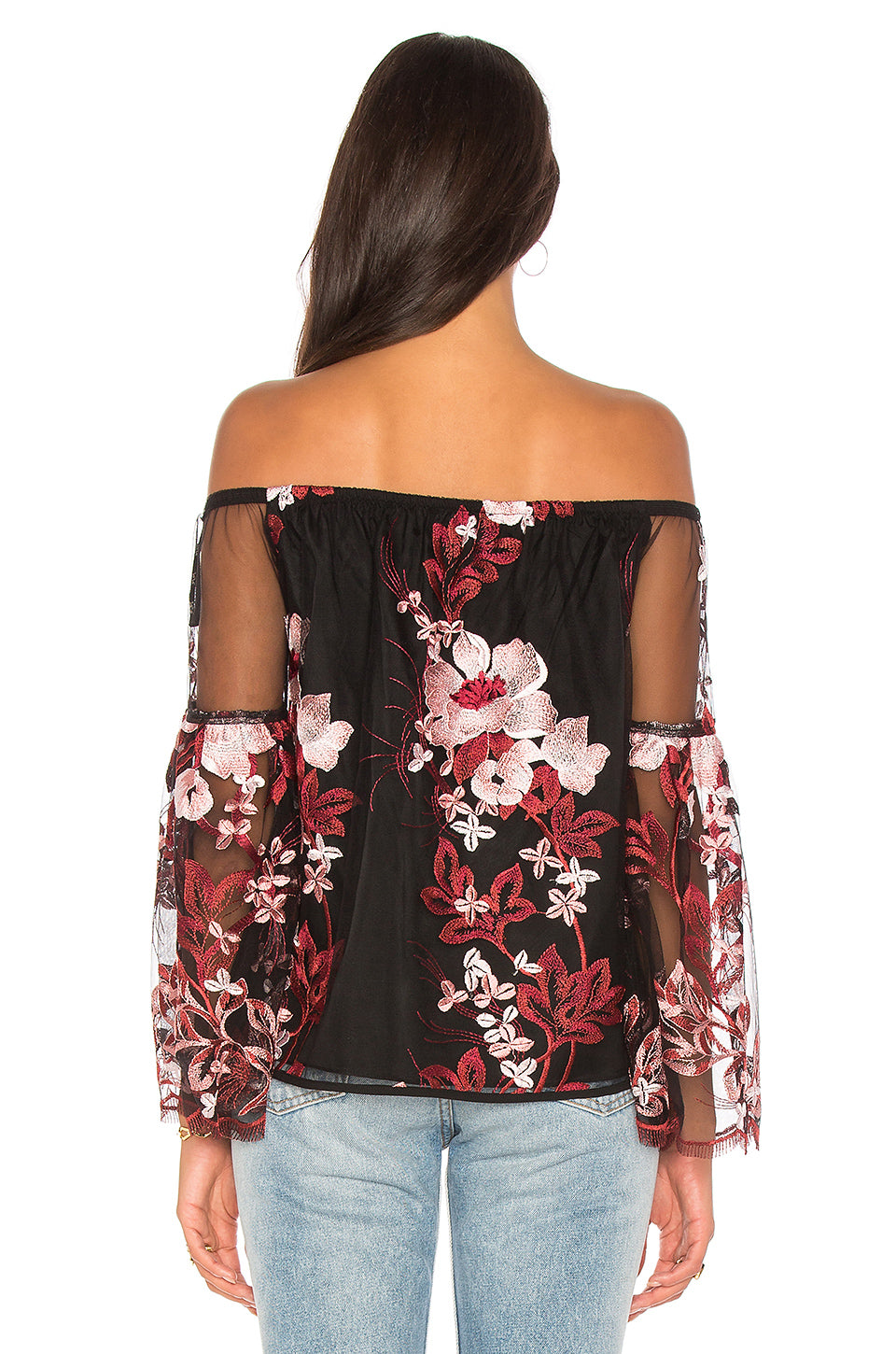 MAGNOLIAS OFF SHOULDER TOP (Black)-VT1880