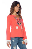 TERESA LONG SLEEVE TOP (CORAL)-CVT8993