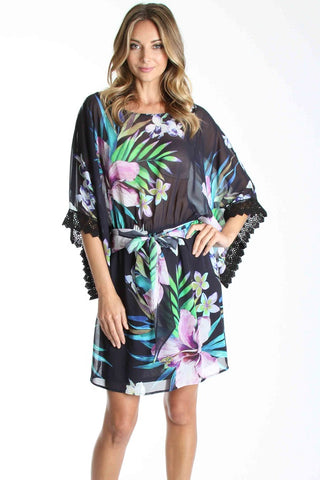 VANORA KIMONO DRESS (BLACK)-VD1073