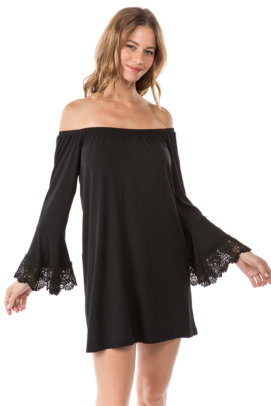 PRUNELLA OFF SHOULDER DRESS (BLACK)- VD1096