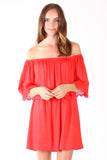 URSA OFF SHOULDER DRESS(RED)- VD1161