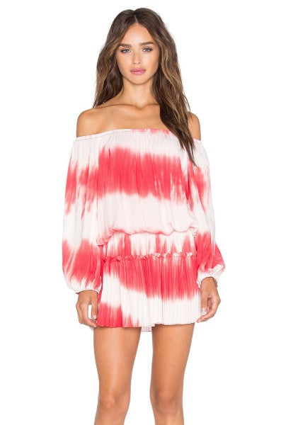 ELIYA OFF SHOULDER DRESS (RED TIE DYE)- VD1264