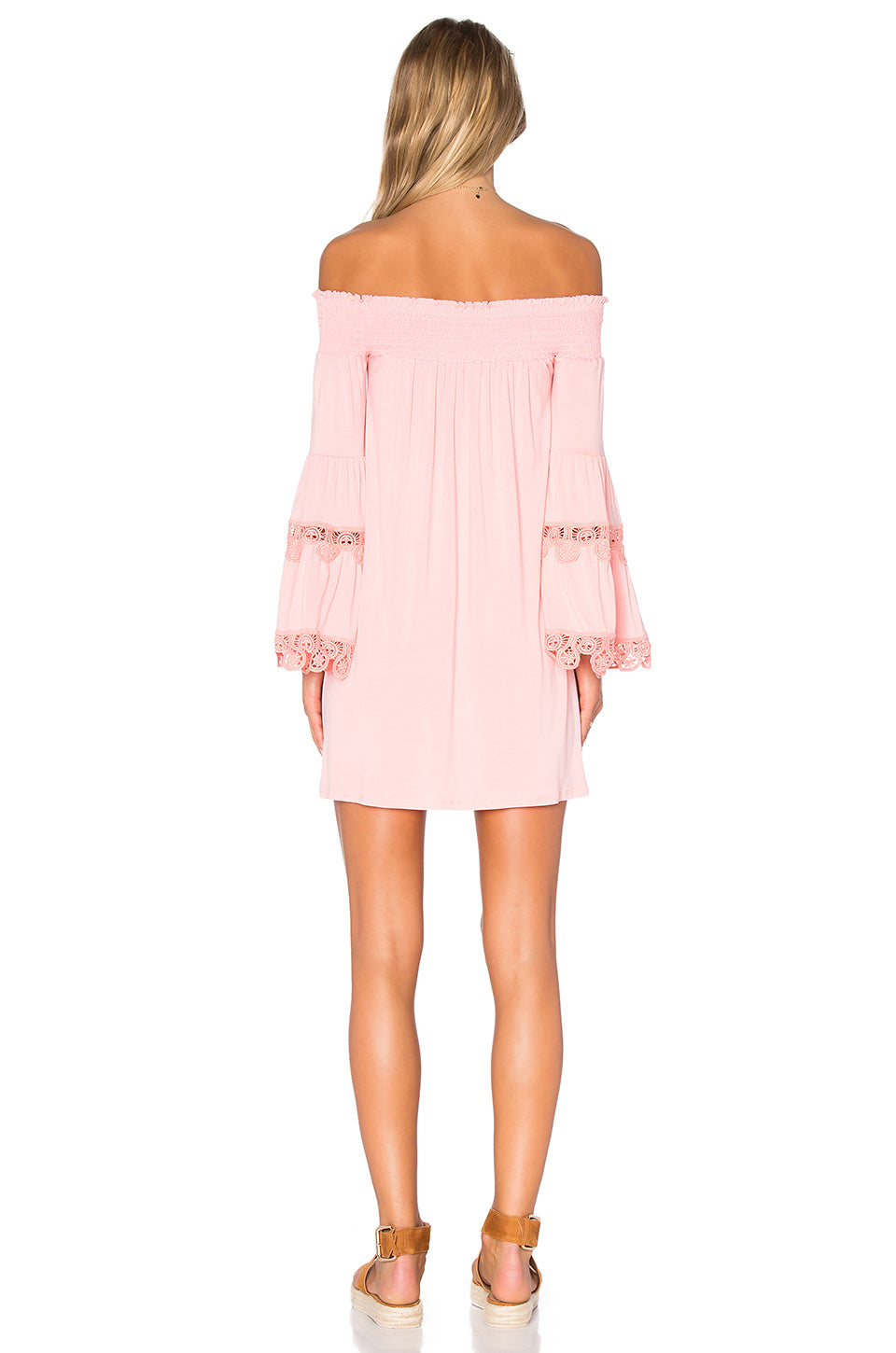 BAMBI OFF THE SHOULDER MINI DRESS (PEACH)-VD1235