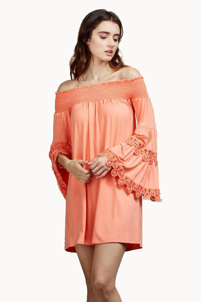 BAMBI OFF THE SHOULDER MINI DRESS (ORANGE)-VD1235