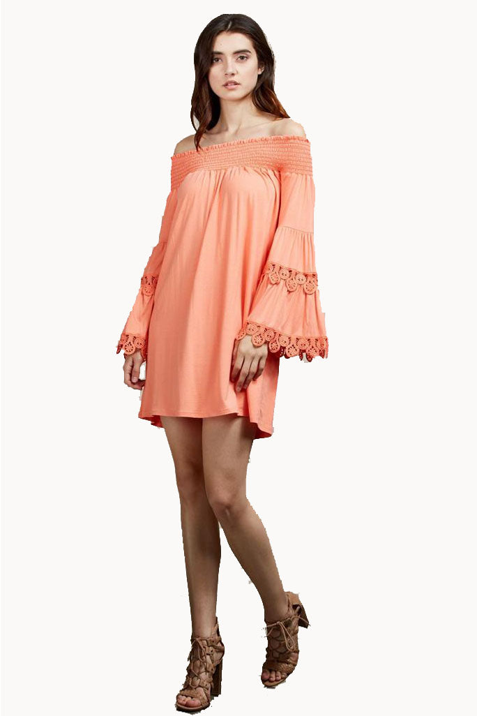 BAMBI OFF THE SHOULDER MINI DRESS (ORANGE)-VD1235