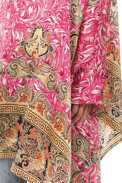 PONCHO SILK DRESS (Fuschia)- VD1642