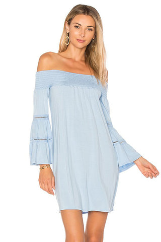 LUANA OFF THE SHOULDER DRESS (BLUE)- VD1766