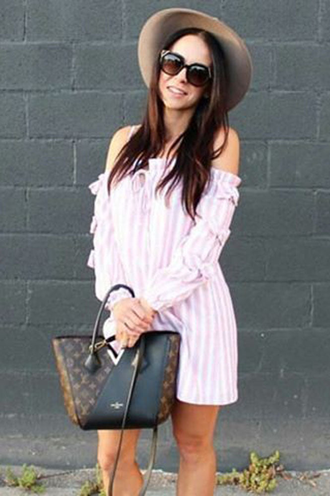 BONNIE OFF THE SHOULDER DRESS (Rose)-VD1799