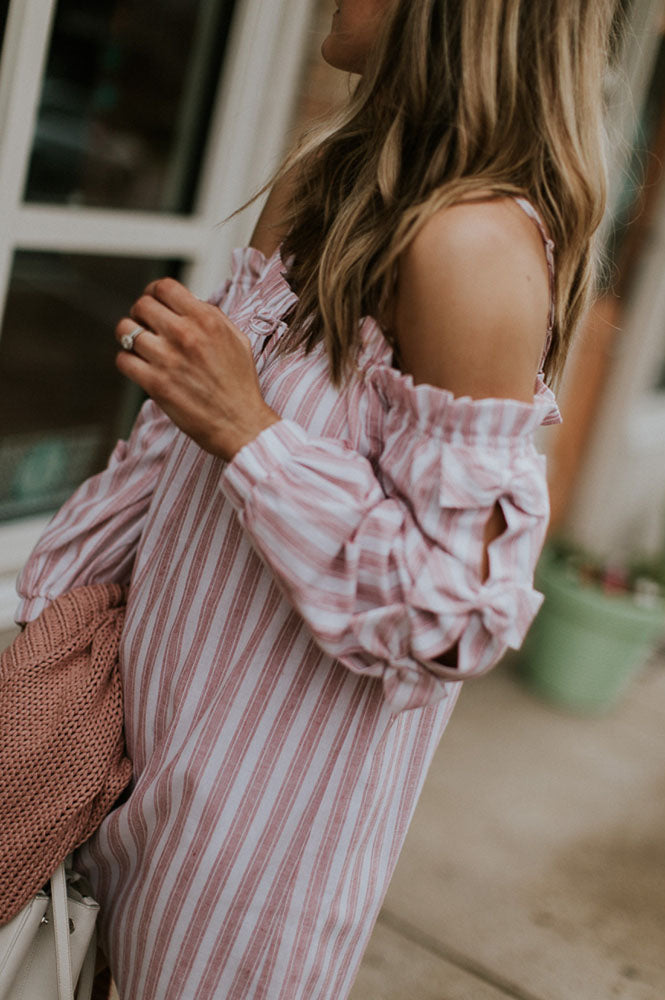 BONNIE OFF THE SHOULDER DRESS (Rose)-VD1799