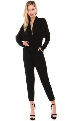 BROOKLYN LONG SLEEVE JUMPSUIT (BLACK)- VD2202