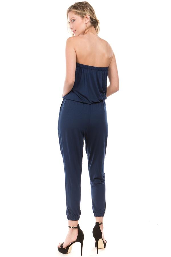 BROOKLYN STRAPLESS JUMPSUIT (Navy)- VD2203