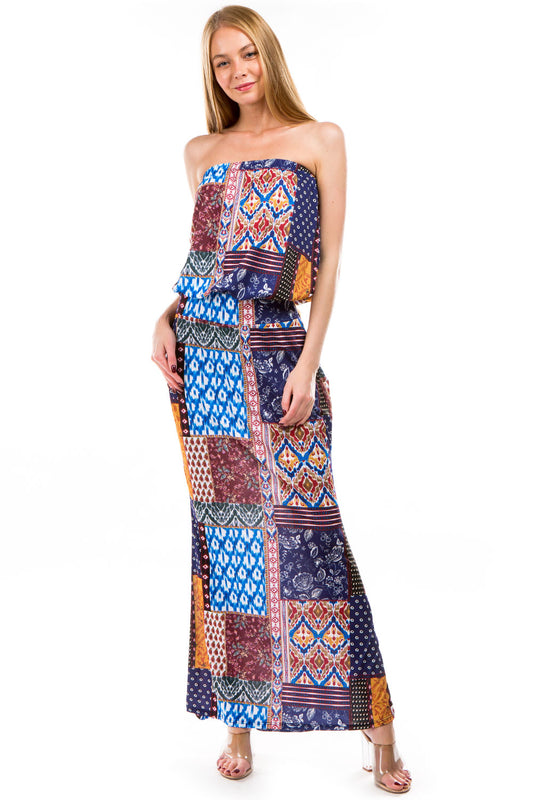 MAREN MAXI DRESS (MULTI BOHEMIAN)- VD2239