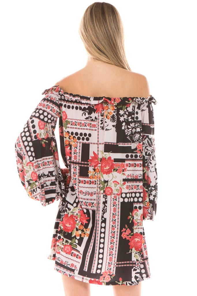 PIPPA OFF SHOULDER DRESS(MULTI)-VD2278