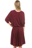 PHOEBE OPEN SHOULDER DRESS (WINE)-VD2344