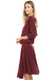 PHOEBE OPEN SHOULDER DRESS (WINE)-VD2344