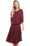 PHOEBE OPEN SHOULDER DRESS (WINE)-VD2344
