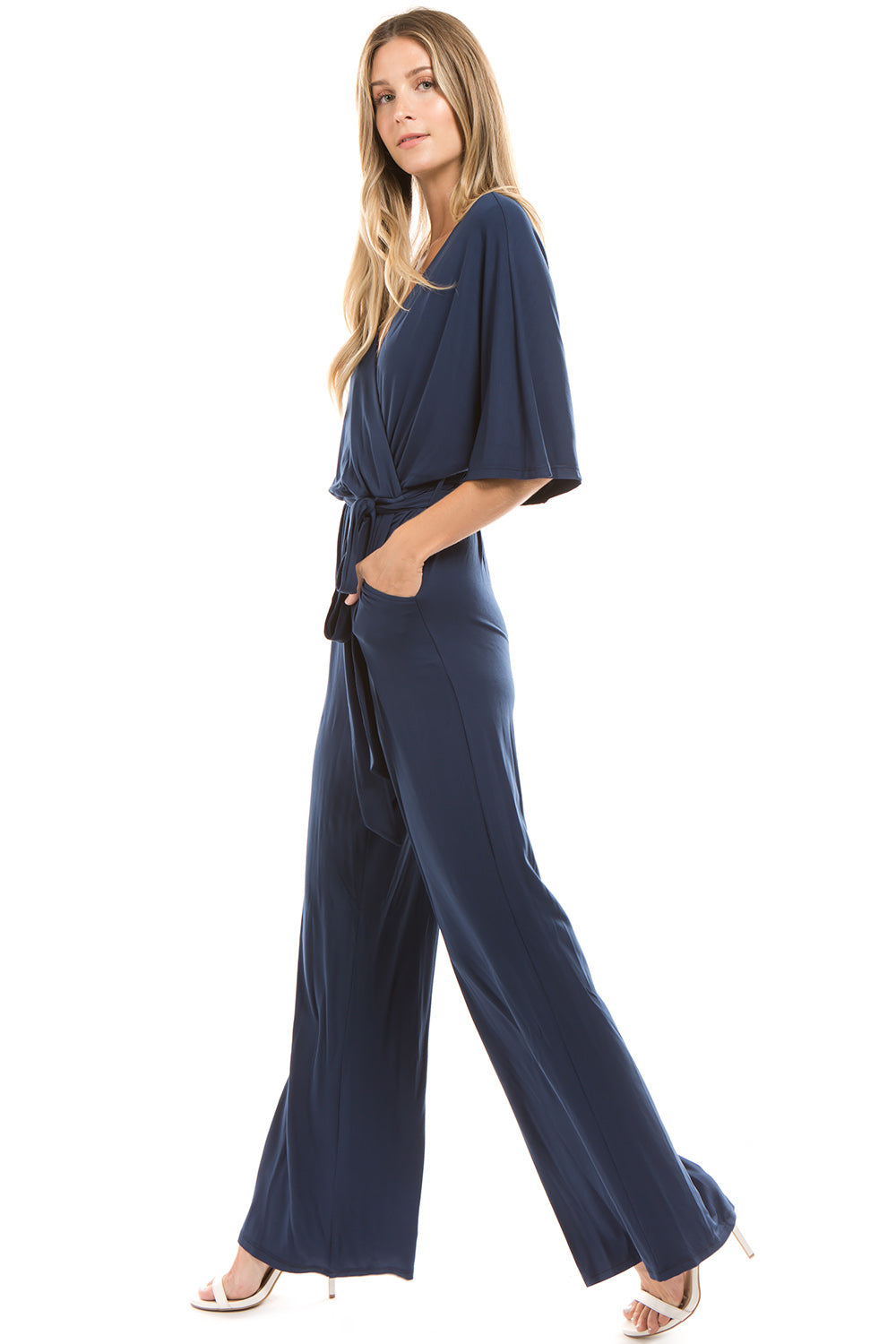 PHOEBE KIMONO SLEEVE JUMPSUITS (NAVY)-VD2348