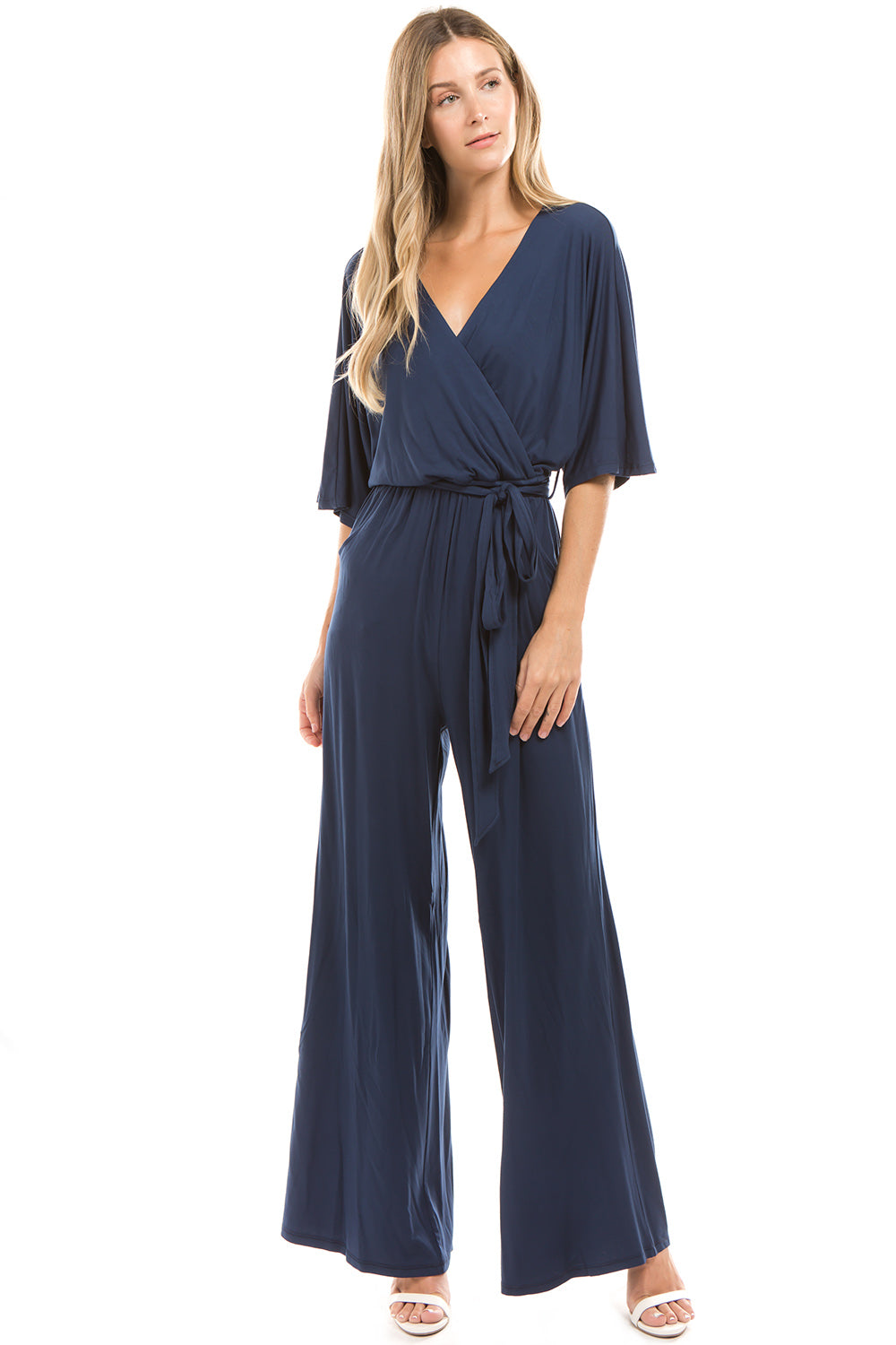 PHOEBE KIMONO SLEEVE JUMPSUITS (NAVY)-VD2348
