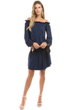 SLOANE OFF SHOULDER DRESS (NAVY)-VD2351