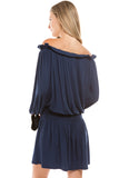 SLOANE OFF SHOULDER DRESS (NAVY)-VD2351