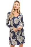 LUCIA LONG SLEEVE DRESS (Navy) - VD2357