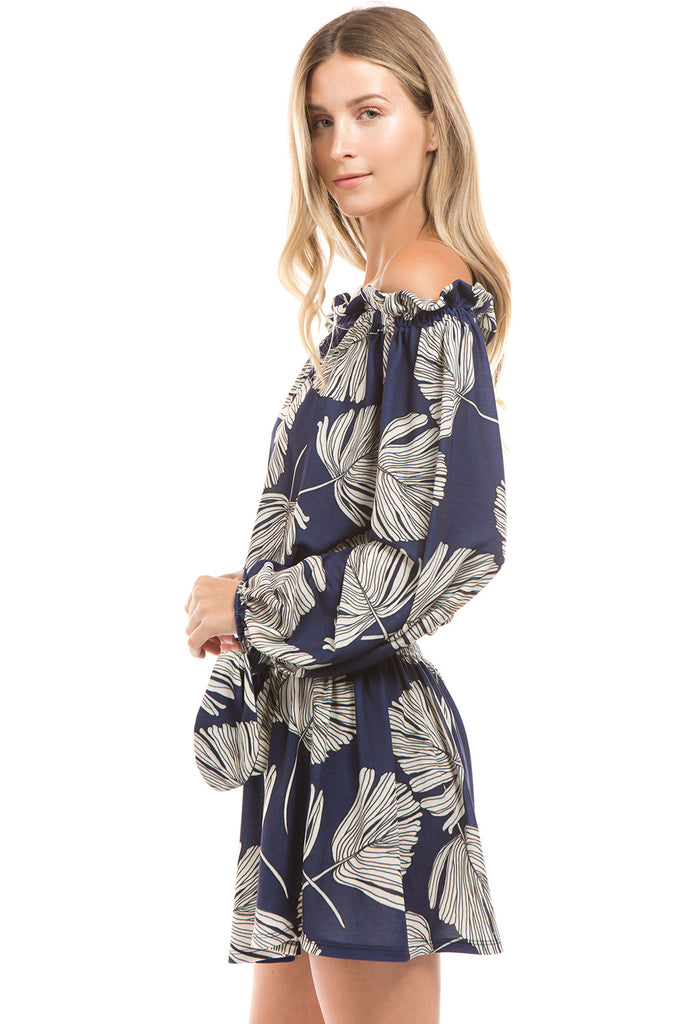 LUCIA OFF SHOULDER DRESS (Navy) - VD2358