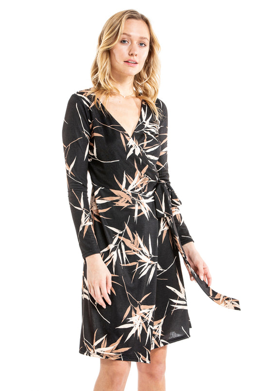 BAMBOO WRAP DRESS (Black)- VD2371