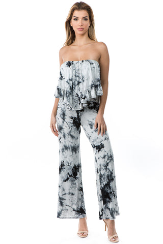 BRYNN JUMPSUITS (BLACK/WHITE TIE DYE)- VD2390T