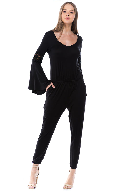 CHIARA LONG SLEEVE JUMPSUIT (Black) - VD2395