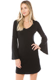 CROSELLA BELL SLEEVE DRESS (BLACK)-VD2416