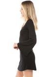 CROSELLA BELL SLEEVE DRESS (BLACK)-VD2416