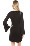 CROSELLA BELL SLEEVE DRESS (BLACK)-VD2416